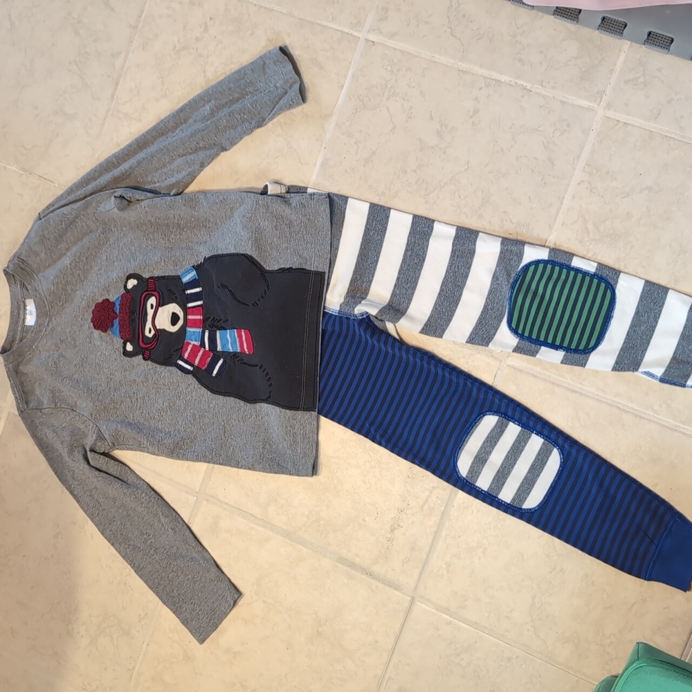 Hanna Andersson 2 Piece Bear Stripped Long Sleve Pajama Set